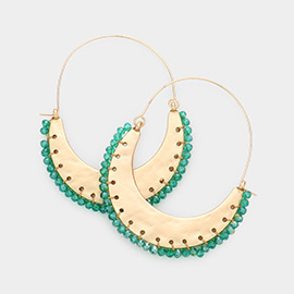 Faceted Bead Trimmed Metal Link Dangle Earrings
