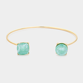 CZ Cushion Square Round Stone Tip Cuff Bracelet