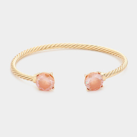 CZ Round Stone Tip Cuff Bracelet