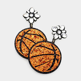 Glittered Basketball Dangle Earrings