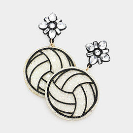 Glittered Volleyball Dangle Earrings