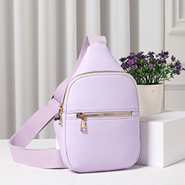 Solid Faux Leather Sling Bag