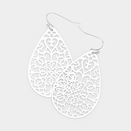 Filigree Metal Teardrop Dangle Earrings