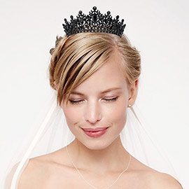 Marquise Stone Accented Leaf Detail Crown Queen Tiara