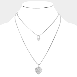 Heart Lock Pendant Double Layered Necklace