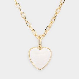 Mother of Pearl Heart Pendant Long Necklace