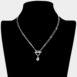 Metal Ball Pendant Toggle Necklace