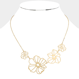 Metal Flower Link Necklace