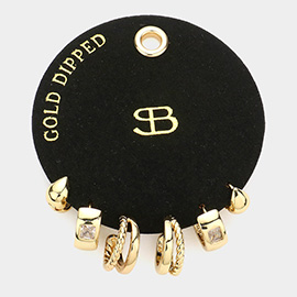 Secret Box _ Gold Dipped Stone Embellished Metal Hoop Pairs Earrings
