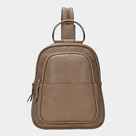 Solid Faux Leather Sling Bag
