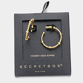 Secret Box _ 14K Gold Dipped Metal Hoop Earrings