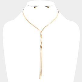 Braided Metal Chain Y Necklace