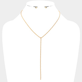 Dropped Metal Chain Y Necklace