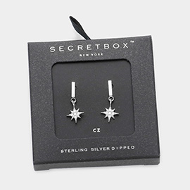 Secret Box _ Sterling Silver Dipped CZ North Star Dangle Earrings