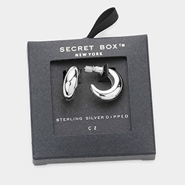 Secret Box _ Sterling Silver Dipped CZ Embellished Hoop Earrings