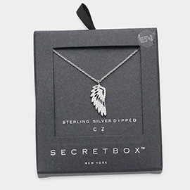 Secret Box _ Sterling Silver Dipped CZ Wing Pendant Necklace
