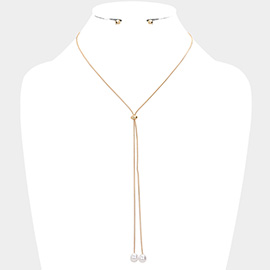 Dropped Pearl Y Necklace