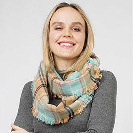 Plaid Check Patterned Infinity Scarf
