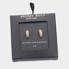 Secret Box _ 14K Gold Dipped Pearl CZ Embellished Stud Earrings