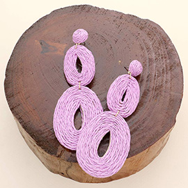 Swirl Raffia Double Oval Link Dangle Earrings