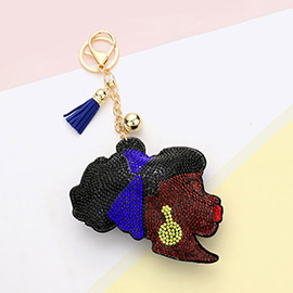 Bling Afro Girl Tassel Keychain