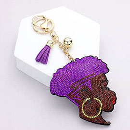 Bling Afro Girl Tassel Keychain