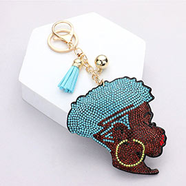 Bling Afro Girl Tassel Keychain