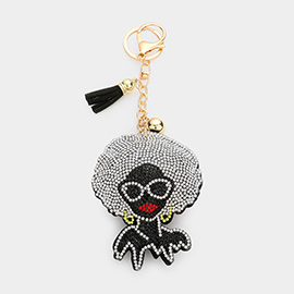 Bling Afro Girl Tassel Keychain