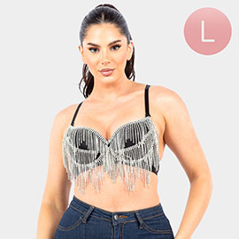 Rhinestone Fringe Bustier Bra Top