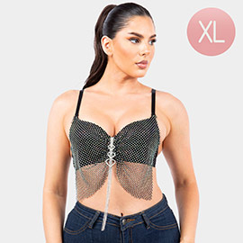 Stone Embellished Mesh Bustier Bra Top