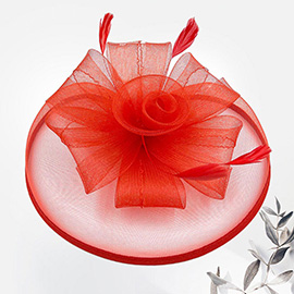 Feather Mesh Flower Fascinator / Headband