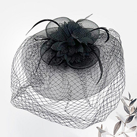 Feather Mesh Flower Fascinator / Headband