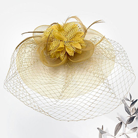 Feather Mesh Flower Fascinator / Headband