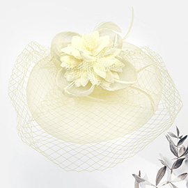 Feather Mesh Flower Fascinator / Headband