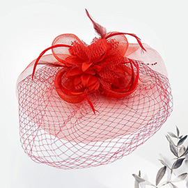 Feather Mesh Flower Fascinator / Headband