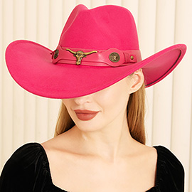 Steer Head Pointed Cowboy Fedora Panama Hat