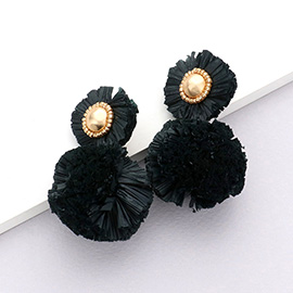 Raffia Ball Dangle Earrings