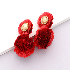 Raffia Ball Dangle Earrings