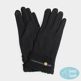 Teddy Faux Fur Cuff Touch Smart Gloves