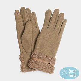 Teddy Faux Fur Cuff Touch Smart Gloves