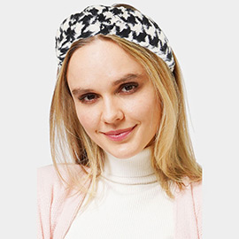 Houndstooth Patterned Knot Burnout Headband