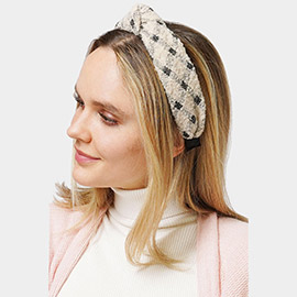 Lurex Check Patterned Knot Burnout Headband
