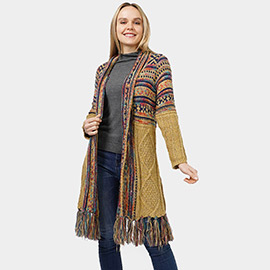 Ethnic Patterned Knit Cardigan