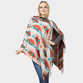 Aztec Patterned Scarf / Poncho