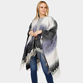 Lace Textured Ombre Cape Poncho