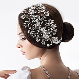 Marquise Stone Cluster Vine Bun Wrap Headpiece / Necklace
