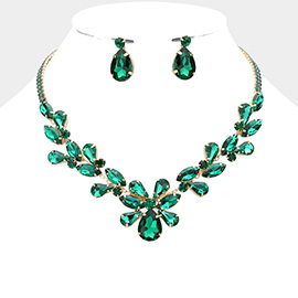 Marquise Teardrop Cluster Evening Necklace