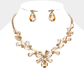 Marquise Teardrop Cluster Evening Necklace