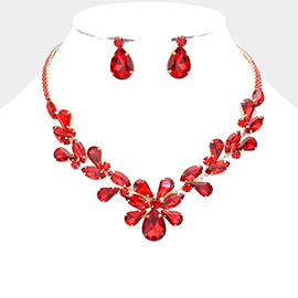 Marquise Teardrop Cluster Evening Necklace