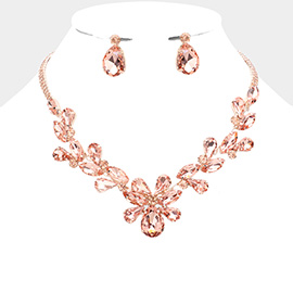 Marquise Teardrop Cluster Evening Necklace